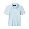Estilo Europeo y Americano Popular en Amazon Aliexpress Moda Tendencia Versátil Camisa Polo Escote con Joyas Canalé Ajuste Delgado