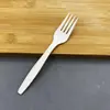 Conjunto de Garfo e Colher Descartáveis Biodegradáveis de Plástico Feito de Amido de Milho para Milk Tea e Bolo, Conjunto de Tamanho Médio para Viagem