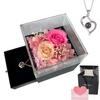 Caixa de Joias Flor Eterna Flor Real Rosa Caixa de Flor Acrílico Transparente Presente de Dia dos Namorados Natal Dia das Mães
