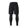 Calça Esportiva Masculina de Duas Peças Falsa Transfronteiriça Elástica Justa para Corrida Fitness Treinamento Secagem Rápida Camada Dupla Basquete Tendência