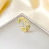 Anillo Ladrillo de Diseño Nicho de Alta Gama Lujo Accesible para Mujer Moda Europea y Americana Creativo Zirconia Chapado en Oro Anillo Abierto Ajustable