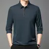 Camiseta de Manga Larga Fina Elástica de Seda de Hielo para Hombre de Comercio Exterior Transfronterizo, Camiseta Polo Base Casual para Primavera y Otoño