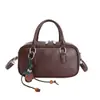 Bolso Retro Simple y Versátil para Mujer 2025 Invierno Nuevo Estilo Lujo Accesible Bolso de Hombro Cruzado Tipo Bowling de Gama Alta