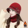 Nuevo Sombrero de Pescador de Punto con Lazo para Otoño e Invierno para Personas de Mediana Edad y Mayores, Sombrero de Cubo de Lana Versátil y Elegante, Sombrero Cálido para Madre