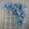 Boda azul set escena de boda floral fila de flores artificiales flor flor camino guía flor punto fondo escenario arreglo de bienvenida