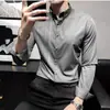 Camisa de Rayas Verticales de Moda Versátil con Personalidad Ajustada Slim Fit para Hombre, Camisa Casual sin Planchar para Hombre