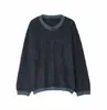 26 Otoño Invierno Nueva Llegada Cachemir Lana Seda de Morera Tejido Cepillado Suéter de Punto para Mujer Bloque de Color Dobladillo Enrollado Cuello Redondo Botón Cardigan de Punto