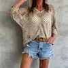 Suéter Cardigan de Punto para Mujer con Cuello en V, Patrón de Diamantes Hueco y Mangas de Murciélago, Novedad Primavera/Verano Europeo y Americano de Amazon