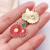 20 Piezas de Rosas Rojas Brillantes con Goteo de Aceite, Accesorios para Joyería DIY, Pulsera, Collar, Colgante, Llavero, Kit de Materiales para Colgantes Pequeños
