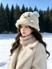 Bonito Sombrero de Peluche de Foca para Mujer Invierno Engrosado Cálido Protección para Orejas Sombrero de Pescador Otoño Invierno Versátil Adelgazante para la Cara Sombrero de Cubo Moderno