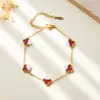Pulseira de Trevo de Quatro Folhas Transfronteiriça, Joia de Mão em Aço Titânio, Estilo Elegante para o Dia a Dia, Pulseira de Estilo Levemente Luxuosa, Aço Titânio Não Desbota