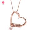 Collar de Corazón Transfronterizo con Grabado de Diamante, Collar DIY con Nombre de Familia en Forma de Corazón, Fabricante de Regalos de Navidad