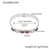 Pulseira de Diamante Colorido Geométrica, Pulseira Empilhável de Aço Inoxidável, Não Desbota, Luxo Leve, Design Elegante, Para Usar com Elegância, Joia de Mão para Mulheres