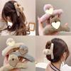 Clip de Peluche Otoño e Invierno nuevo clip de tiburón marrón con corazón Corea del Sur Celebridad de Internet clip de cuchara trasera de temperamento simple tocado
