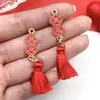 DIY estilo chino Año Nuevo borla doble colgante bendición doble cara joyería accesorios colgante aleación aceite gota colgante venta al por mayor