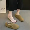 Zapatos Birkenstock de felpa con suela gruesa para mujer, nuevos mocasines vintage 2026, zapatos sencillos Birkenstock, zapatos peludos de invierno, zapatos cálidos de algodón