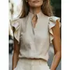 Tienda Independiente de Amazon 2026 Nuevo Modelo Versátil Minimalista Relajado Blusa sin Mangas con Volantes Vintage para Mujer