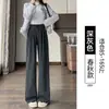 Calça de Veludo Cotelê Moda Marrom Feminina Outono Inverno 2026 Nova Com Pelúcia Cintura Alta Tricô Casual Perna Larga