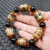 Pulsera de Ágata Tianzhu Jade Pulsera Tianzhu de Nueve Ojos Tres Ojos Lutong Pulsera de Cuentas de Ábaco Lineal Dijo Antiguo