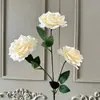 Flores Artificiales Realistas de Rosa de Tres Cabezas para Salón de Bodas, Arreglos de Flores Falsas, Arte Floral para Fondo, Decoración Suave para Exteriores y Paisajismo