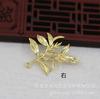 Hongxing DIY Joyería Cobre Color Oro 24K Conservación del Color 26*33mm Hoja de Bambú Rama de Flor Material Corona para el Cabello Accesorios Hechos a Mano B1096