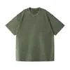 Camiseta básica de manga curta, algodão puro de gramatura 180g, cor sólida masculina, ombro caído, caimento solto, estilo oversized, unissex