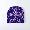 Chapéu de Tricô Jacquard Estrela de Cinco Pontas Moda Europeia e Americana para Homens e Mulheres, Chapéu Quente de Outono e Inverno, Estilo de Inverno Transfronteiriço Amazon e Aliexpress