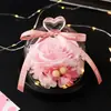 Amazon Dia dos Namorados Flor Preservada em Cúpula de Vidro Rosa Real Produto Acabado Presente Criativo para Aniversário de Meninas e Festival Qixi