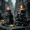 Velas de caveira preta de Halloween, adereços decorativos para sala de fuga e cenários de mistério de assassinato, velas para realçar a atmosfera para festas