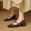 Zapatos de gamuza para mujer de caña baja, nuevos 2025, punta cuadrada, tacón grueso, tacón medio, códigos de talla 31-43, zapatos de comercio exterior transfronterizo
