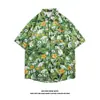 Camisa de Manga Corta de Nicho Ins de Moda para Hombre Verano Casual Playa Estampada Street Holgada Top de Media Manga