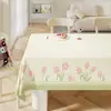 Toalha de Mesa Minimalista à Prova d'Água e de Óleo, Toalha de Mesa Sem Lavagem, Novo Modelo 2026, Estilo Luxo Leve de Alto Padrão Cor Creme para Mesa de Centro