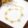 Pulseira Flor de Ouro Imitação Luxuosa para Mulheres, Design de Ouro de Areia Vietnamita, Pulseira de Margarida, Versátil e Duradoura, Joias de Yiwu