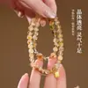 Pulseira com Franjas de Múltiplas Camadas Marca Huangta Jingfu Pulseira de Nicho Elegante Celebridade da Internet Experimente Pulseira de Citrino Natural para Mulheres