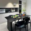 Conjunto de Mesa de Jantar e Cadeiras em Ardósia Preta, Mesa de Jantar para Casa Estilo Italiano, Retangular, Adequado para Apartamentos Pequenos, Estilo Italiano Simples e Minimalista