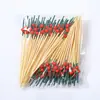 Pacote com 100 peças transfronteiriças de espetos de frutas com haste preta e contas vermelhas para sobremesas de bar, travessas de frutas e decoração de coquetéis com hastes pintadas coloridas