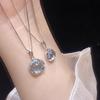 Colar de Cristal Topázio Aqua Design de Nicho para Meninas Alto Senso Estilo ins Corrente de Clavícula Simples com Pingente Atacado