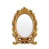 Espelho de Mesa Oval de Metal para Maquiagem, Estilo Europeu Vazado Rosa Princesa Penteadeira Novo Produto, Espelho de Mesa Bronze Russo