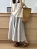 Pantalones de Pierna Ancha con Cintura Elástica Estilo Coreano Casual Algodón Rayas Verticales Cordón Primavera/Verano Beige Gris Rayas Azules 77563