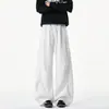 Pantalones de hombre estilo americano, plisados desconstruidos con cordón, dobladillo curvo, nuevos y versátiles para 2026, pants deportivos holgados de pierna recta, pantalones largos casuales