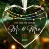 Presentes de Casamento para Casais em 2025, Noivos Recém-Casados, Decoração de Vidro de Cristal para o Primeiro Natal Casados