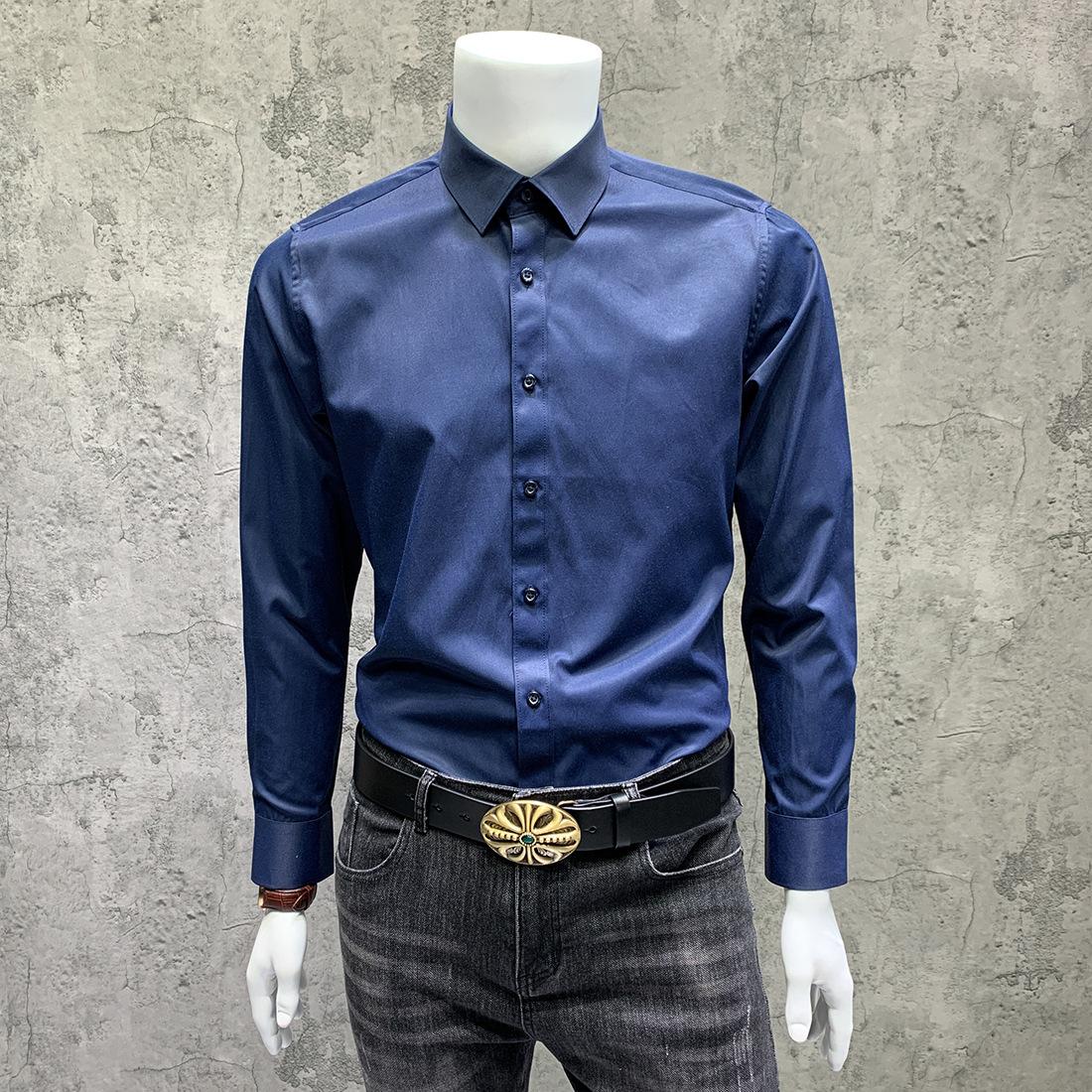 NS101纯色长袖衬衫 藏青色 (5).JPG