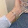 Pulsera de perlas de circonita Súper Flash plateada para niñas, pulsera de nicho de lujo ligero de alta gama que combina con todo, temperamento, joyería caliente