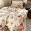 Ins Dibujos Animados Algodón Juego de Cuatro Piezas Funda de Edredón de Algodón Puro Sábana de Cama Transpirable Amigable con la Piel Todas las Estaciones Dormitorio de Estudiantes Juego de Tres Piezas 4