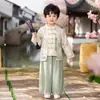 Traje Tradicional Chinês Hanfu para Meninos com Manga Longa, Traje Tang de Estilo Antigo para Crianças na Primavera e Outono, Nova Roupa de Performance Estilo Chinês Melhorada para Meninas