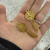 Zodíaco Chino Cobre Imitación Llave Dorada Año del Dragón Abrir Tesoro Llavero Wufu Colgante para Hombres y Mujeres Llave de Coche Pequeño Regalo