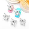 Joyería de diamantes para uñas al por mayor LZ mismo estilo rojo neto diamante cuadrado lazo aleación tridimensional diamante pajarita accesorios para uñas