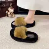 Pantuflas peludas de moda con plataforma gruesa y una sola tira para mujer, para uso exterior en otoño/invierno, 06 estilo nuevo, forradas de felpa para abrigar, pantuflas de algodón fáciles de poner para uso en casa
