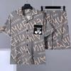 Pijama Masculino Verão Manga Curta Shorts Gordura Plus Tamanho Adolescentes Cardigã Fino Solto Alunos do Ensino Fundamental Conjunto de Roupas para Casa