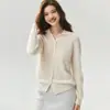Cárdigan de punto de cachemira con cuello polo para mujer, elegante y versátil, efecto adelgazante, con cuello de solapa, perfecto para otoño e invierno, prenda de abrigo suave y cómoda